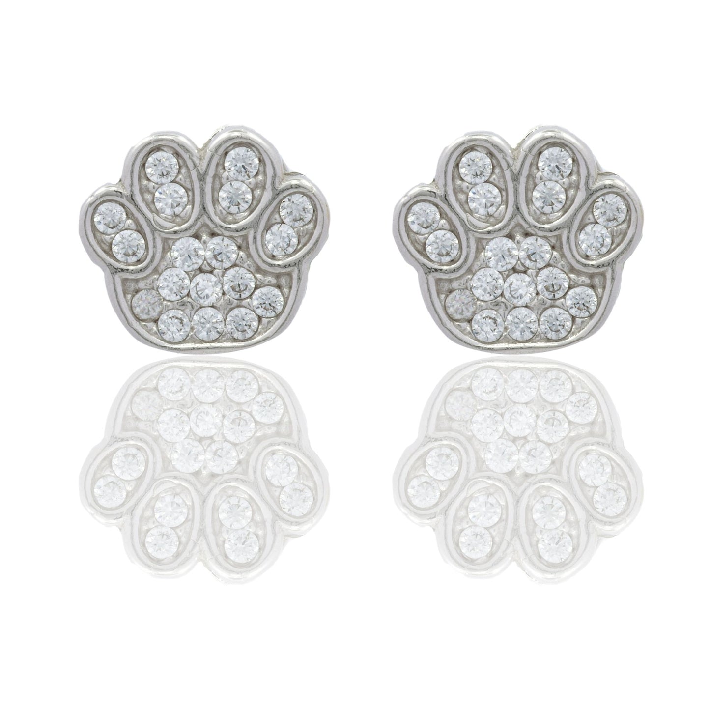 Orecchini Oro Bianco Oro 18 carati Zampetta A Lobo Zirconi Bianchi