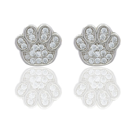 Orecchini Oro Bianco Oro 18 carati Zampetta A Lobo Zirconi Bianchi