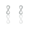Orecchini Oro Bianco Oro 18 carati Simbolo Infinito A Lobo Zirconi Bianchi