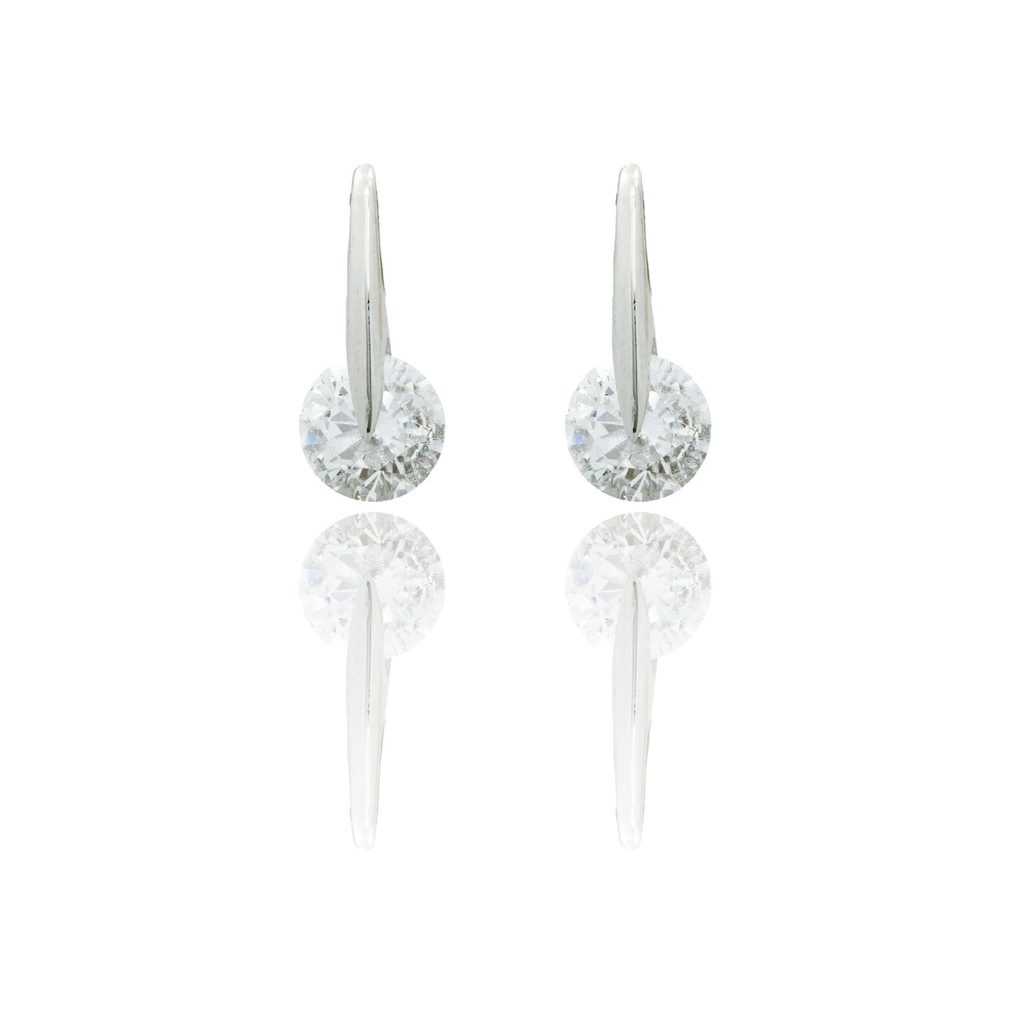 Orecchini Oro Bianco Oro 18 carati  Punto Luce Pendente  Zirconi Bianchi