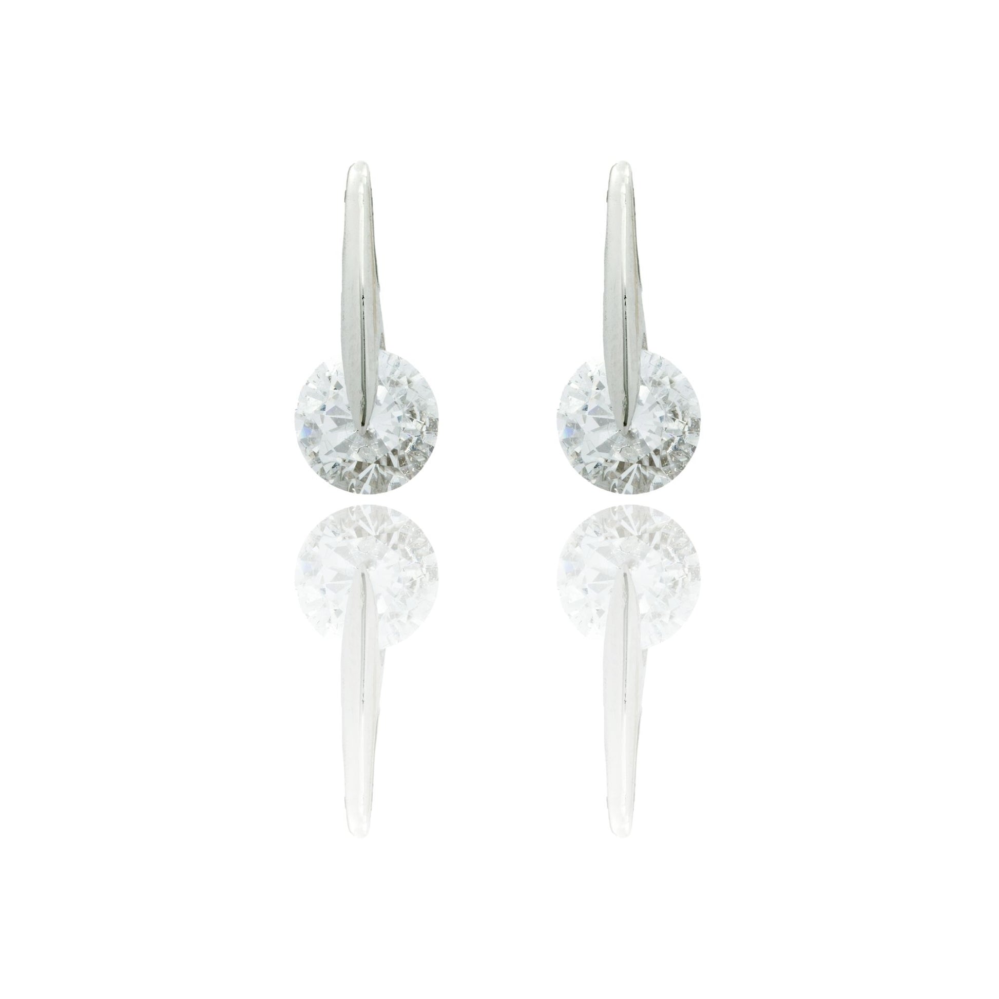 Orecchini Oro Bianco Oro 18 carati  Punto Luce Pendente  Zirconi Bianchi