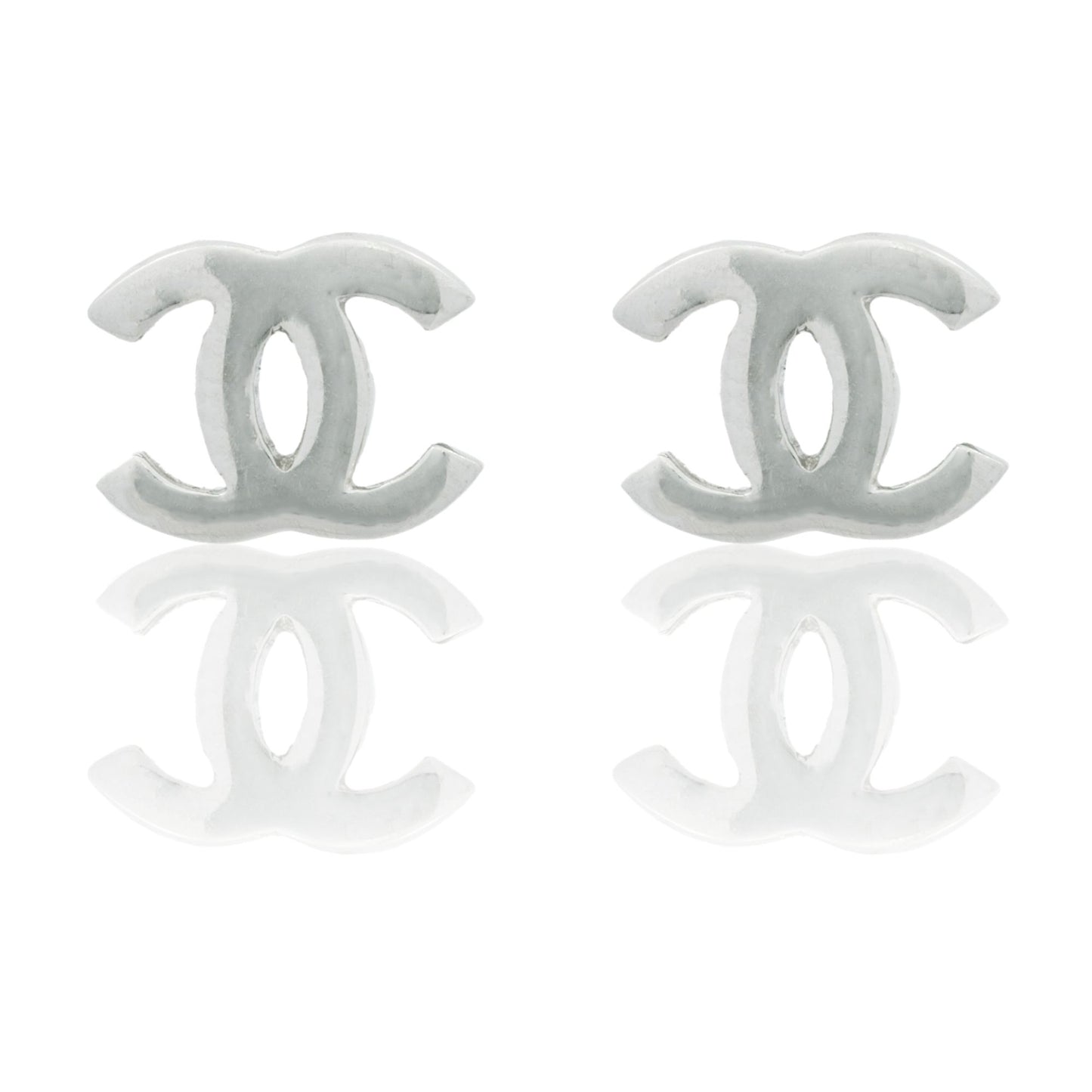 Orecchini Oro Bianco Oro 18 carati Lobo Modello Chanel Zirconi Bianchi