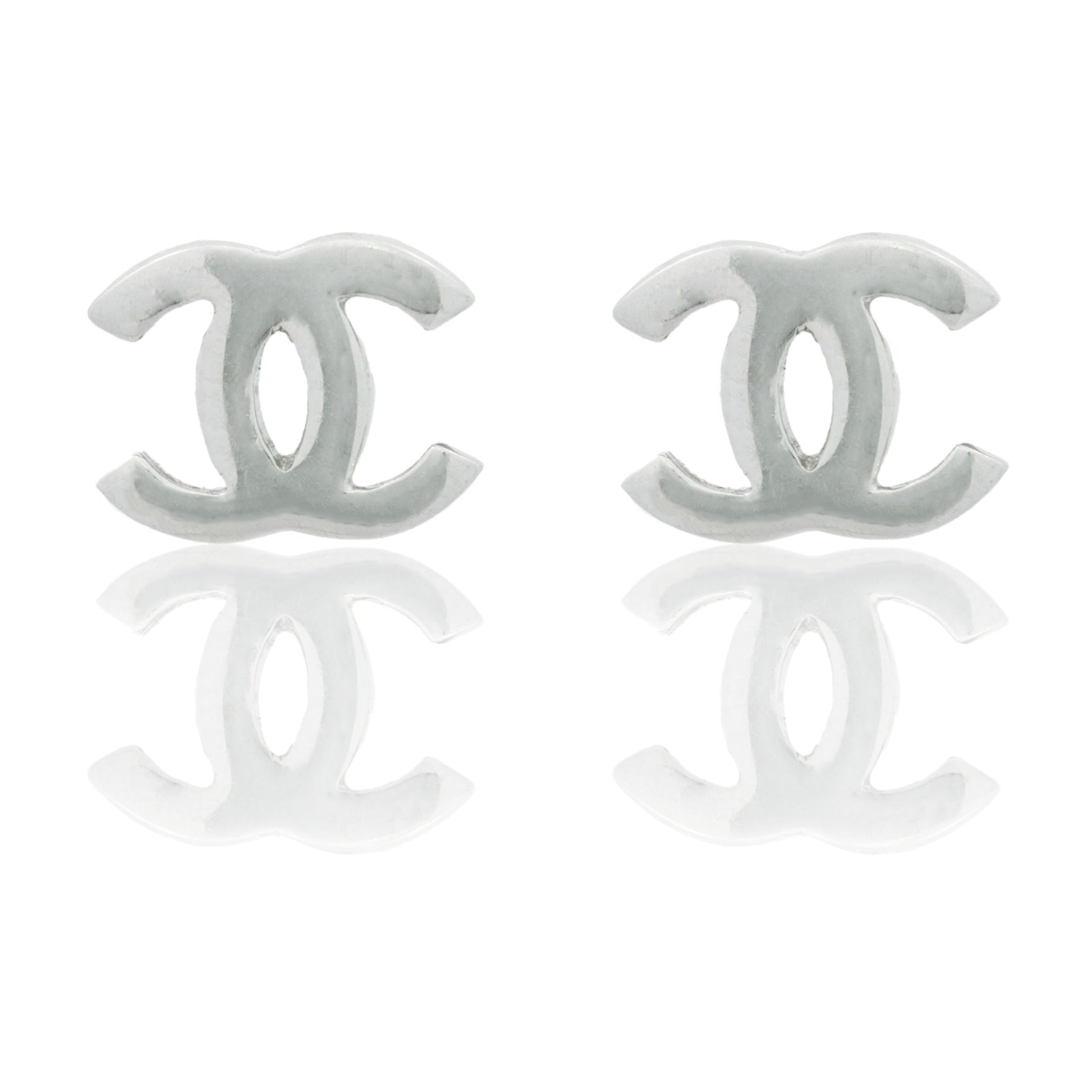 Orecchini Oro Bianco Oro 18 carati Lobo Modello Chanel Zirconi Bianchi