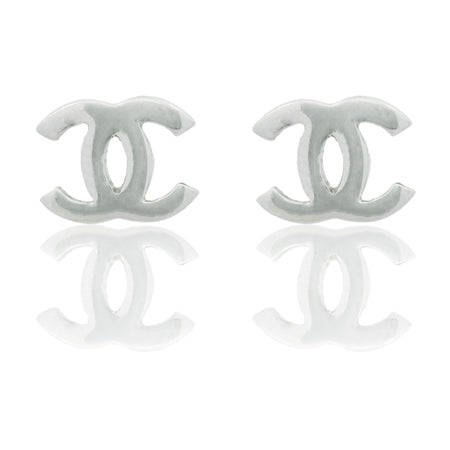 Orecchini Oro Bianco Oro 18 carati Lobo Modello Chanel Zirconi Bianchi