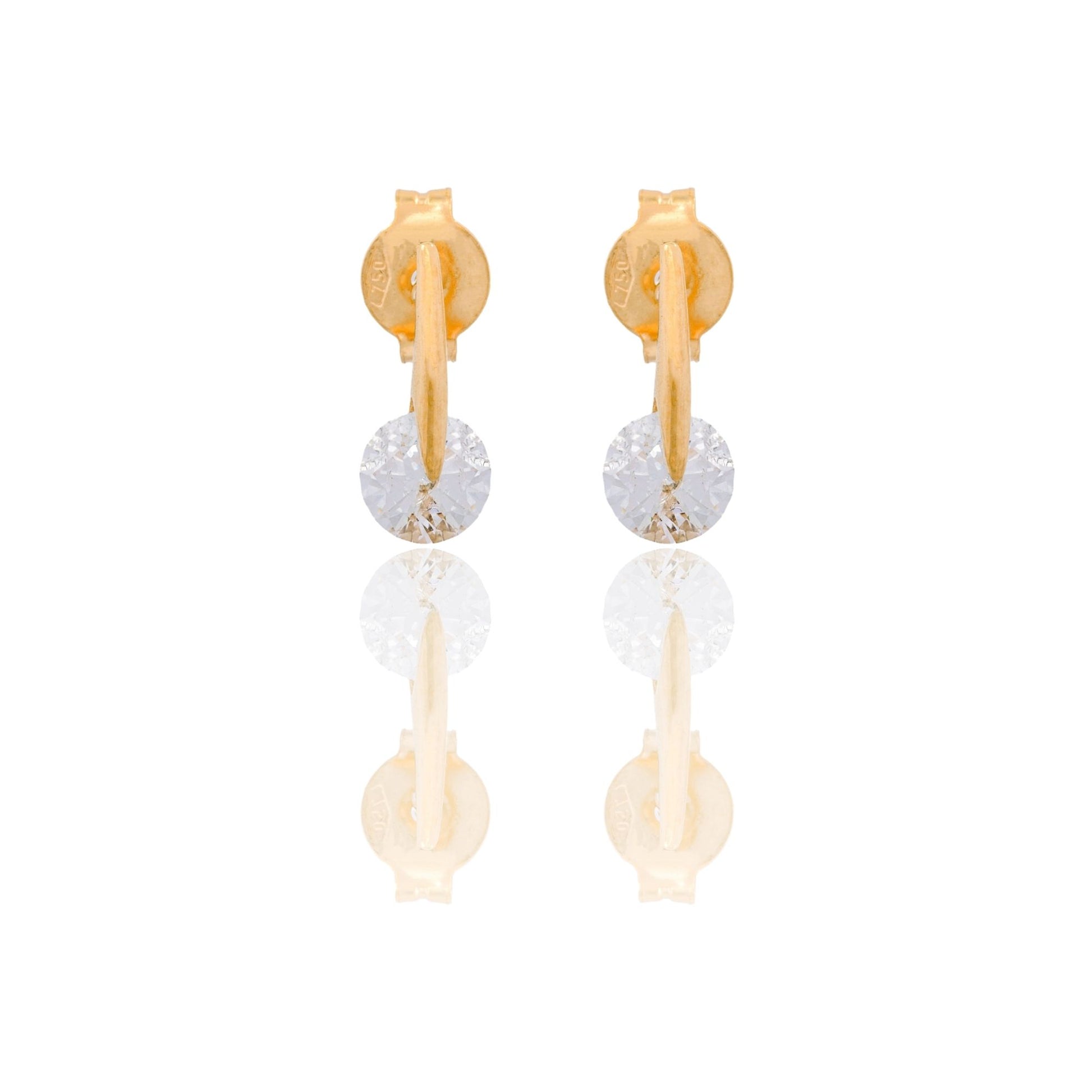 Orecchini Oro Giallo Oro 18 carati Pendente Punto Luce  Zirconi Bianchi