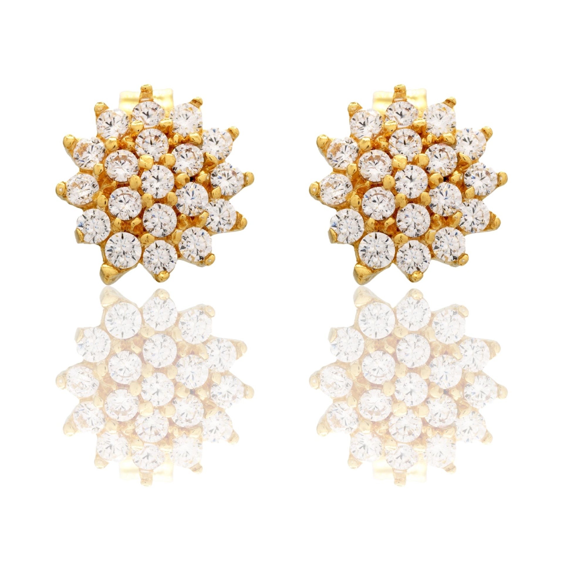 Orecchini Oro Giallo Oro 18 carati Toppa A Lobo Zirconi Bianchi