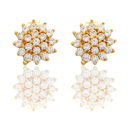 Orecchini Oro Giallo Oro 18 carati Toppa A Lobo Zirconi Bianchi