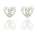 Orecchini Oro Bianco Oro 18 carati Cuore Traforato A Lobo  Con Goccia  Zirconi Bianchi