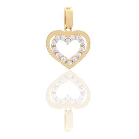 Ciondolo Oro Giallo Oro 18 carati Cuore Traforato Zirconi Bianchi cm.1,5