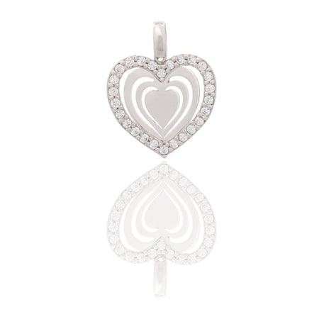 Ciondolo Oro Bianco Oro 18 carati Cuore Traforato   Zirconi Bianchi cm.2