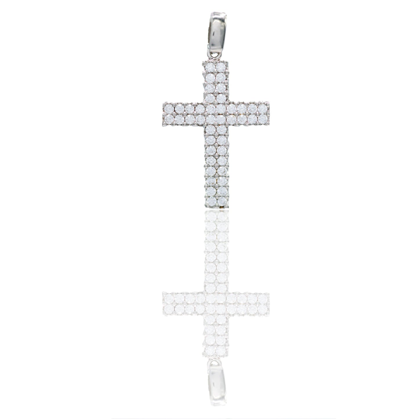 Ciondolo Oro Bianco Oro 18 carati Croce pavè Zirconi Bianchi lunghezza cm.2,40 larghezza cm.1,50
