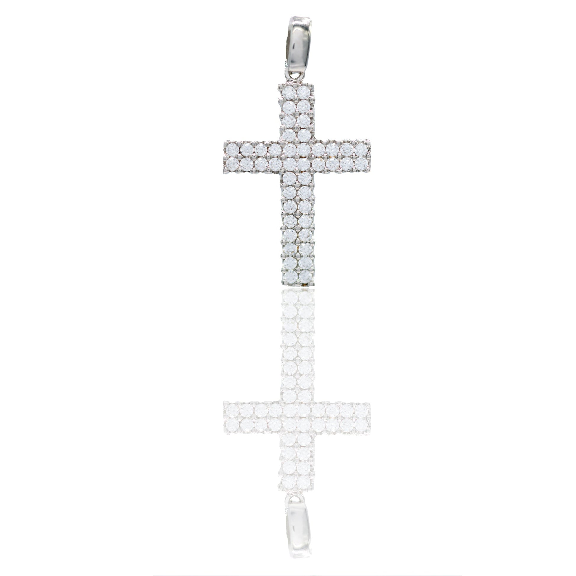 Ciondolo Oro Bianco Oro 18 carati Croce pavè Zirconi Bianchi lunghezza cm.2,40 larghezza cm.1,50