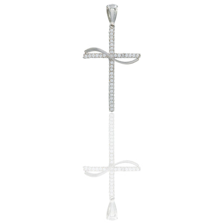 Ciondolo Oro Bianco Oro 18 carati Croce pavè Zirconi Bianchi lunghezza cm.3,50 larghezza cm.2,00