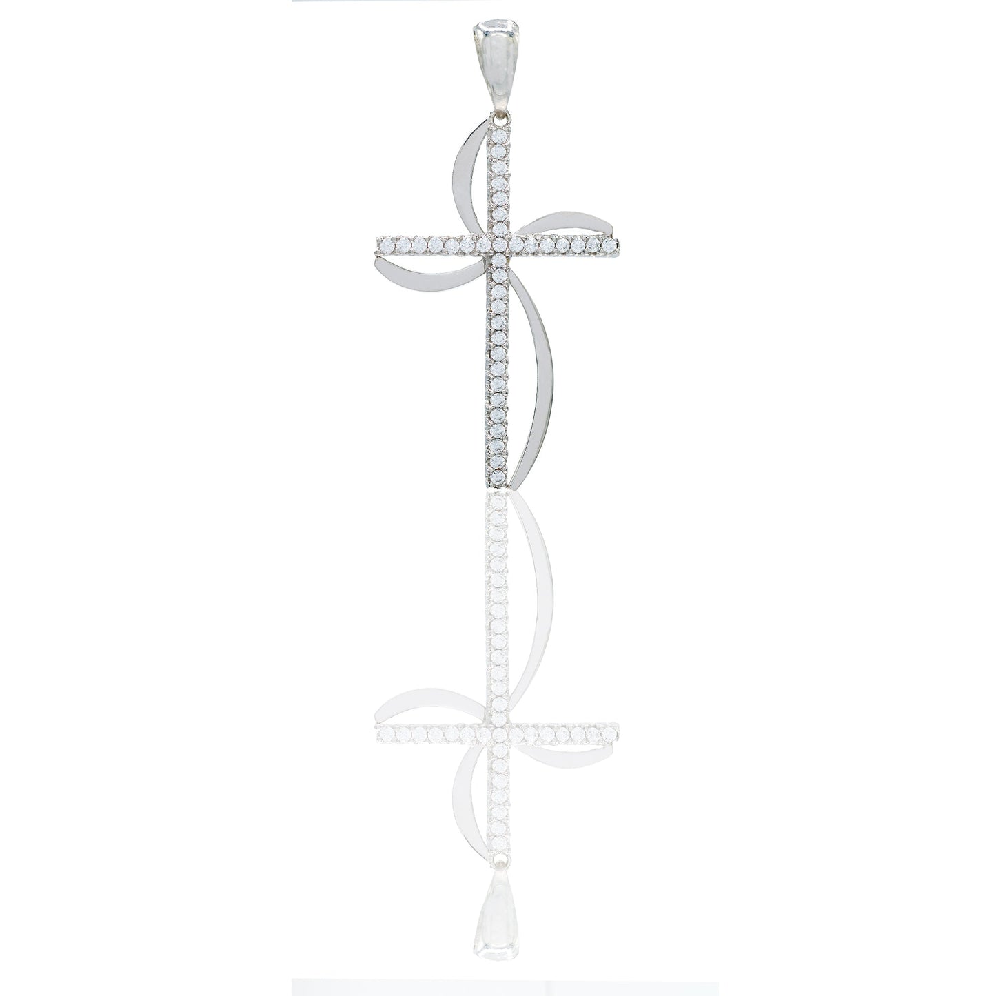 Ciondolo Oro Bianco Oro 18 carati Croce pavè Zirconi Bianchi lunghezza cm.3,50 larghezza cm.2,00