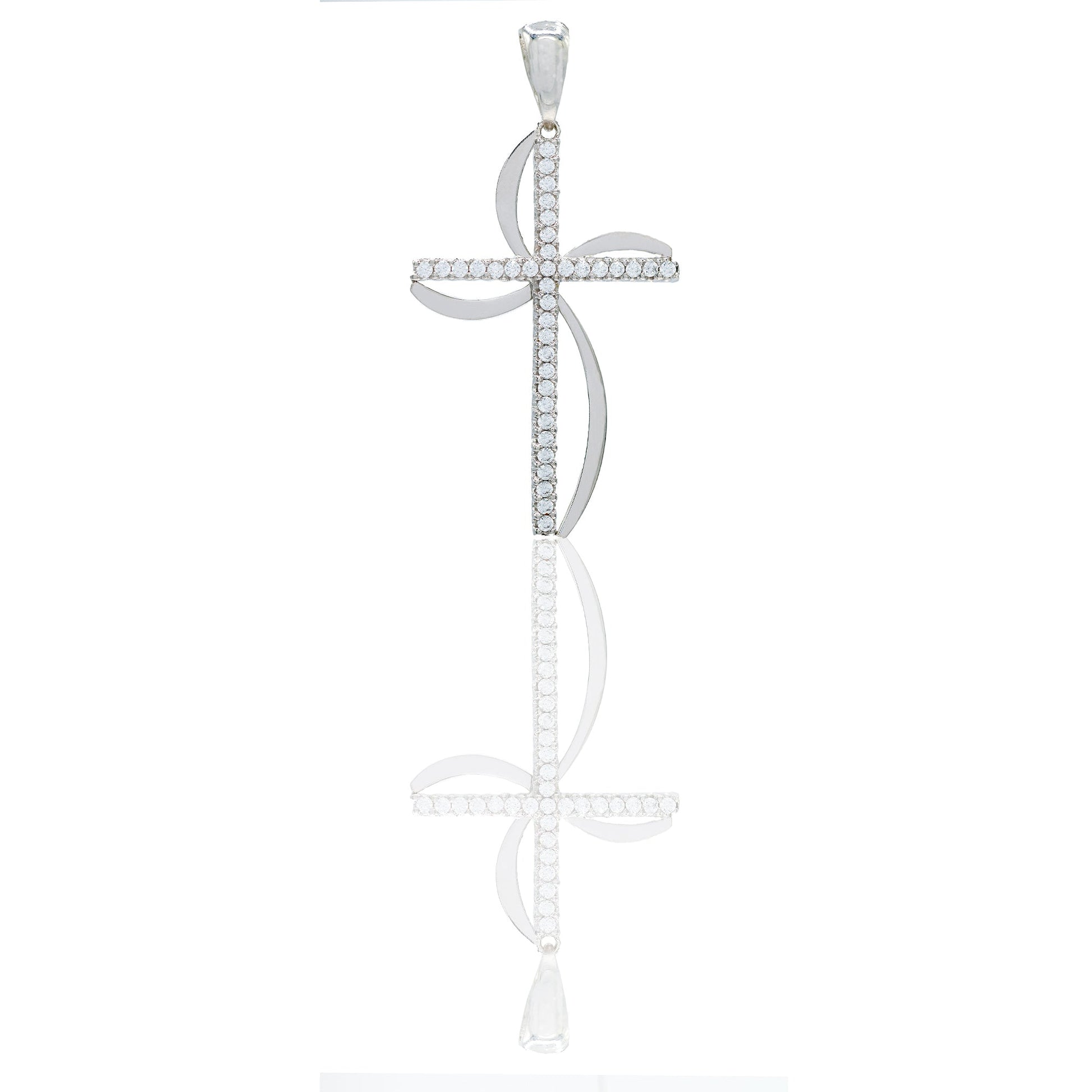 Ciondolo Oro Bianco Oro 18 carati Croce pavè Zirconi Bianchi lunghezza cm.3,50 larghezza cm.2,00