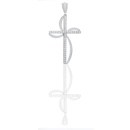 Ciondolo Oro Bianco Oro 18 carati Croce pavè Zirconi Bianchi lunghezza cm.3,50 larghezza cm.2,00