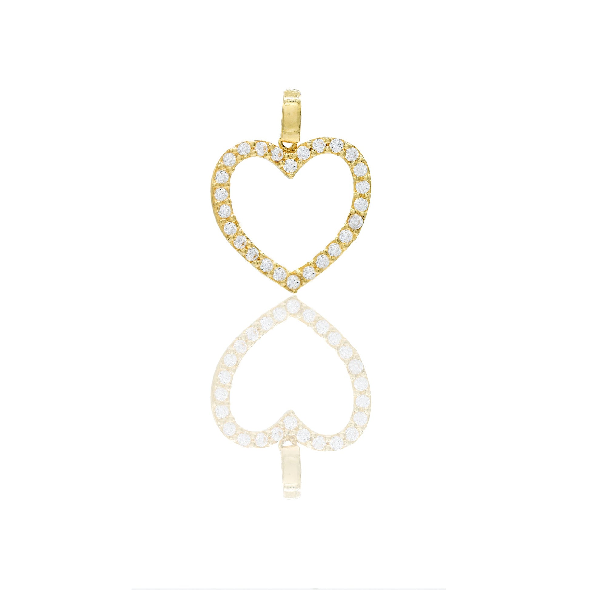 Ciondolo Oro Giallo Oro 18 carati Cuore pavè Zirconi Bianchi lunghezza cm.1,5 larghezza cm.1,7