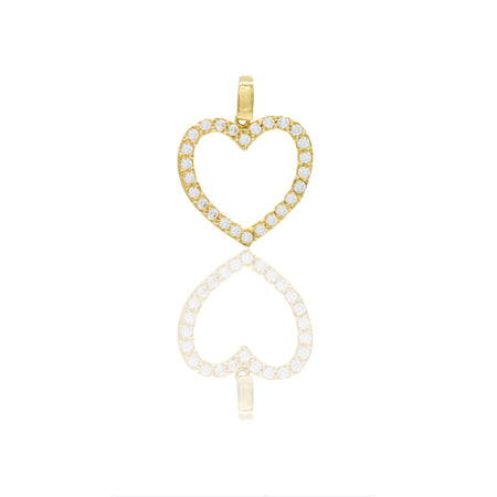 Ciondolo Oro Giallo Oro 18 carati Cuore pavè Zirconi Bianchi lunghezza cm.1,5 larghezza cm.1,7