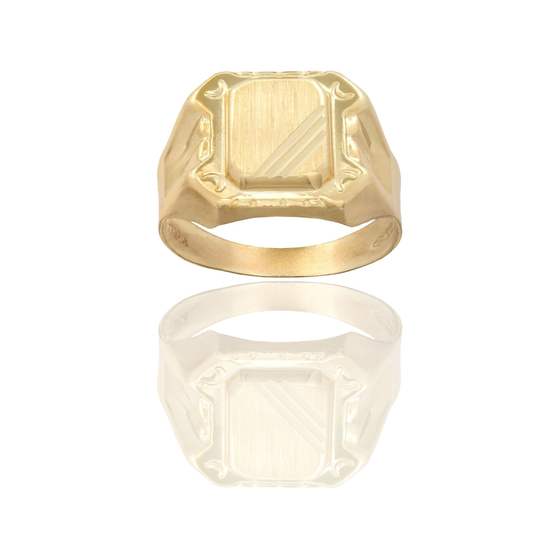 Anello Oro Giallo Oro 18 carati Uomo Scudo Quadrato Solo Oro