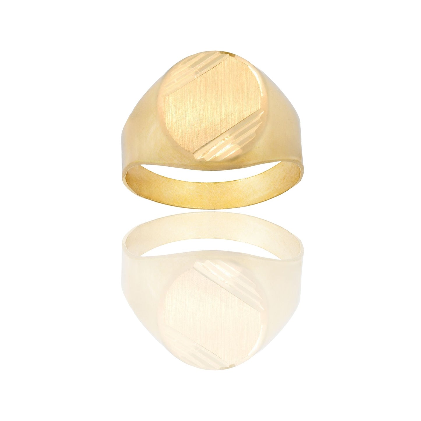 Anello Oro Giallo Oro 18 carati Uomo Scudo Ovale Solo Oro