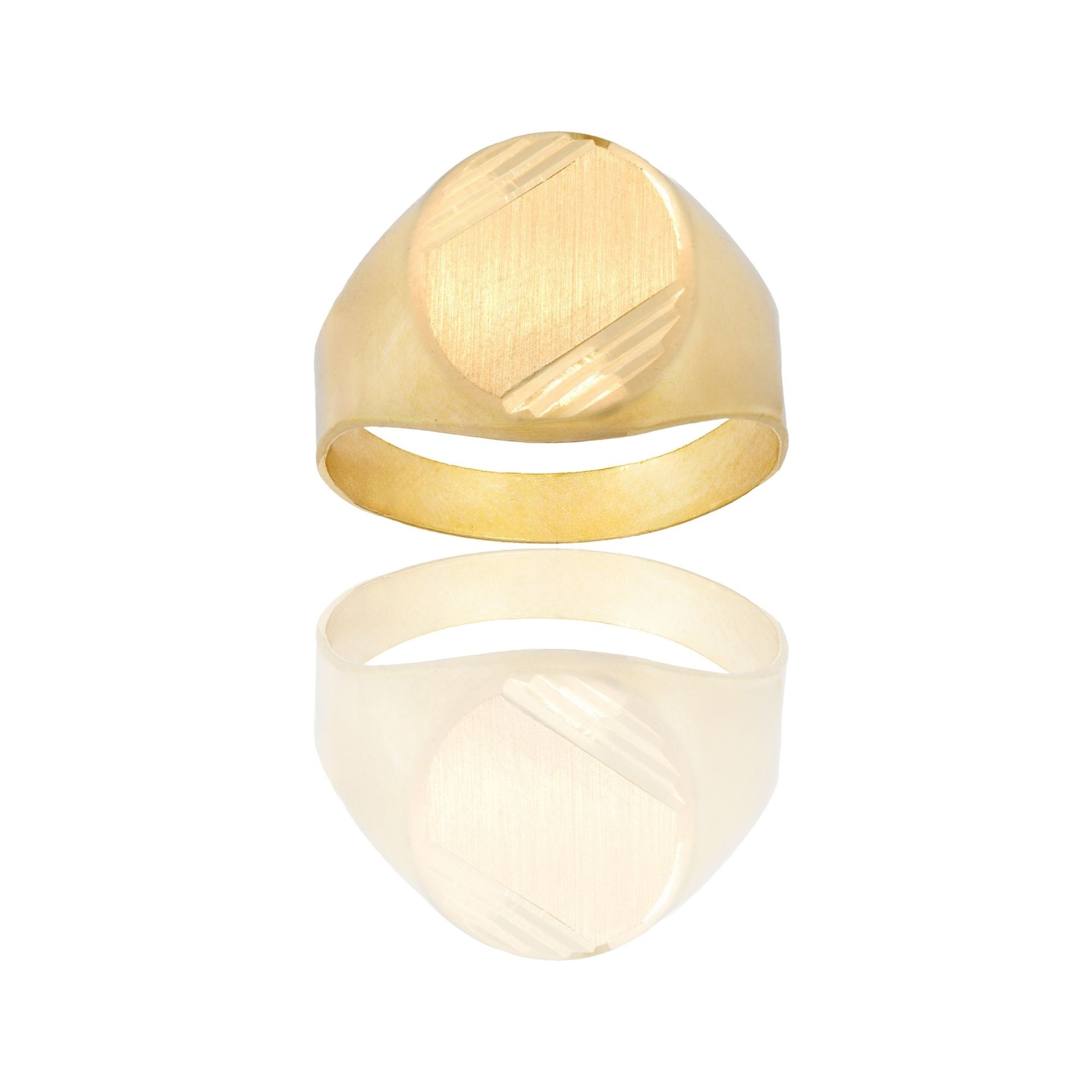 Anello Oro Giallo Oro 18 carati Uomo Scudo Ovale Solo Oro