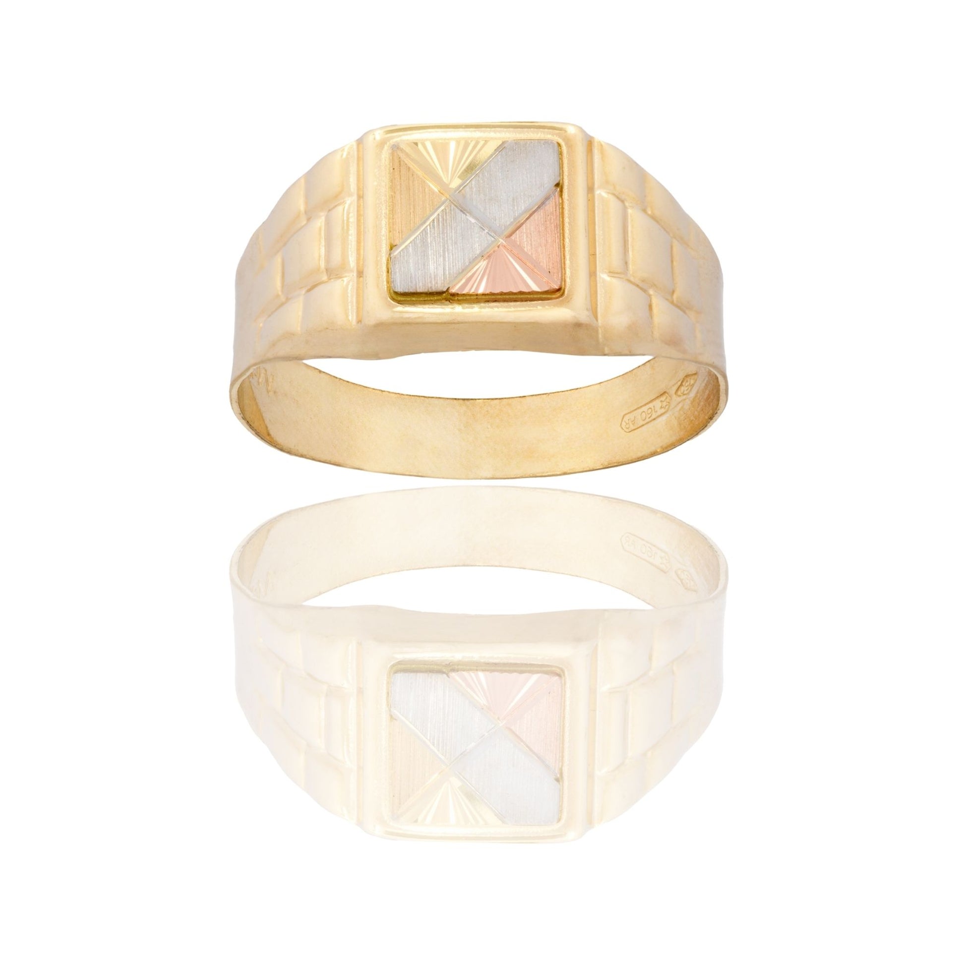 Anello Oro Giallo, Oro Bianco, Oro Rosa Oro 18 carati Uomo Scudo Quadrato Solo Oro 