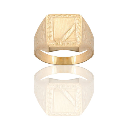 Anello Oro Giallo Oro 18 carati Uomo Scudo Quadrato Solo Oro