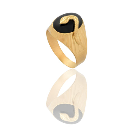 ANELLO UOMO SCUDO OVALE CON SERPENTE