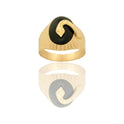 Anello Oro Giallo Oro 18 carati Uomo Scudo Ovale Con Serpente Pietra Onice