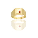 Anelli Oro Giallo Microfusione  Zircone Rosso Spessore gambo mm. 2,5