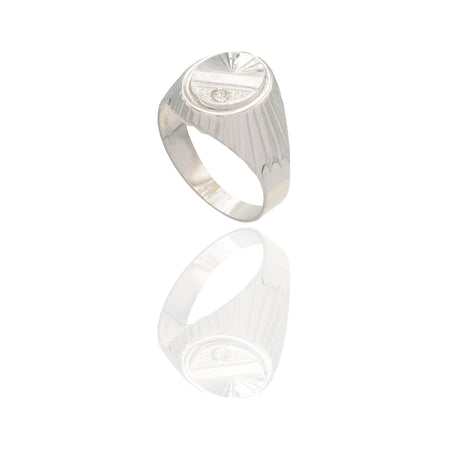 Anelli Oro Bianco Microfusione  Zircone Bianco Spessore Gambo mm. 3,6