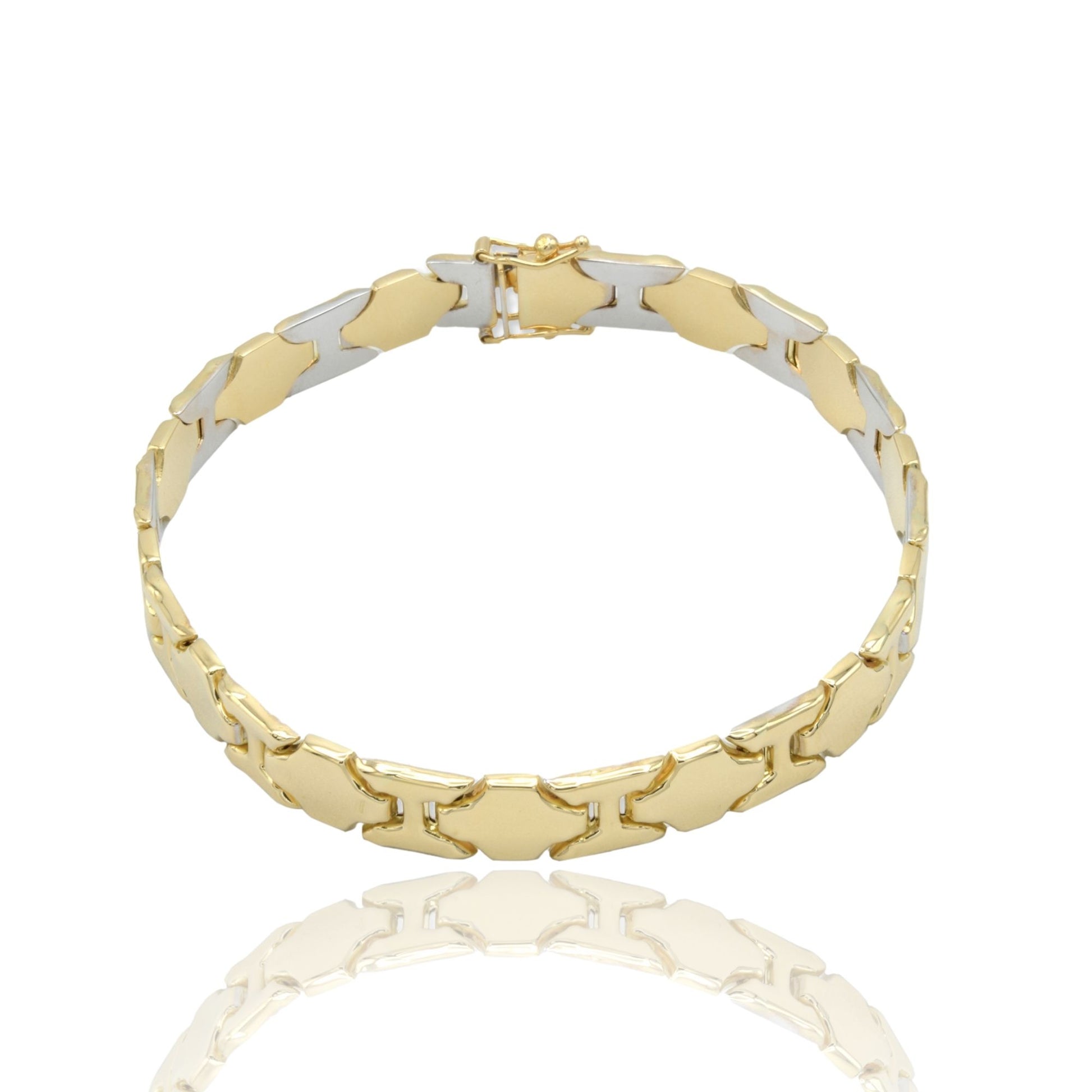 Bracciale Oro Giallo, Oro Bianco Oro 18 carati Elementi Ad Incastro  Solo Oro 