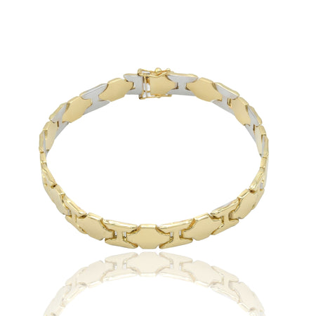 Bracciale Oro Giallo, Oro Bianco Oro 18 carati Elementi Ad Incastro  Solo Oro 
