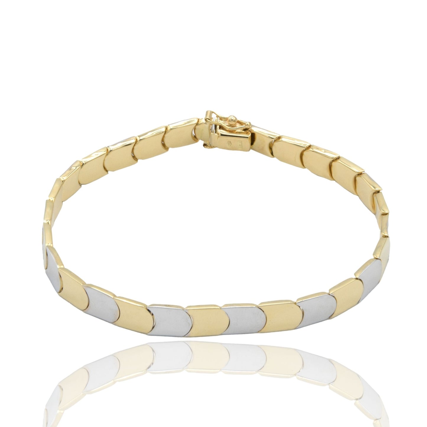 Bracciale Oro Giallo, Oro Bianco Oro 18 carati Maglia Piatta   Solo Oro 