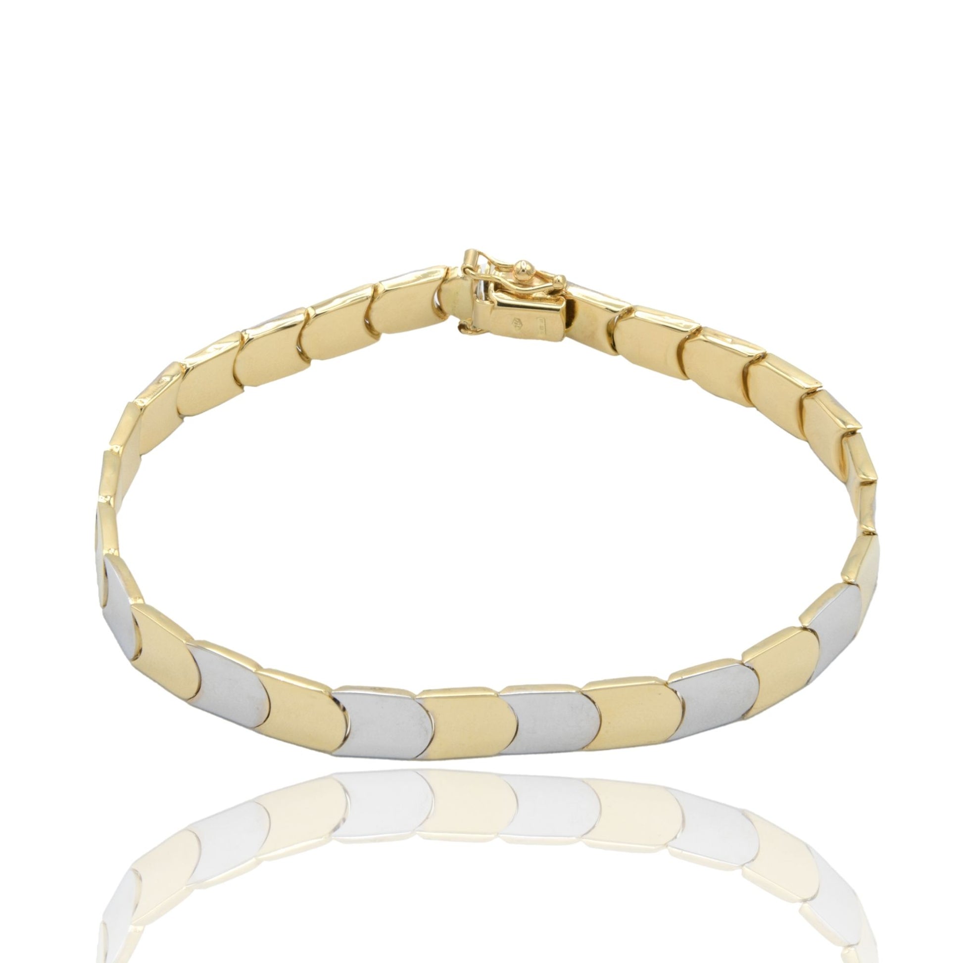 Bracciale Oro Giallo, Oro Bianco Oro 18 carati Maglia Piatta   Solo Oro 