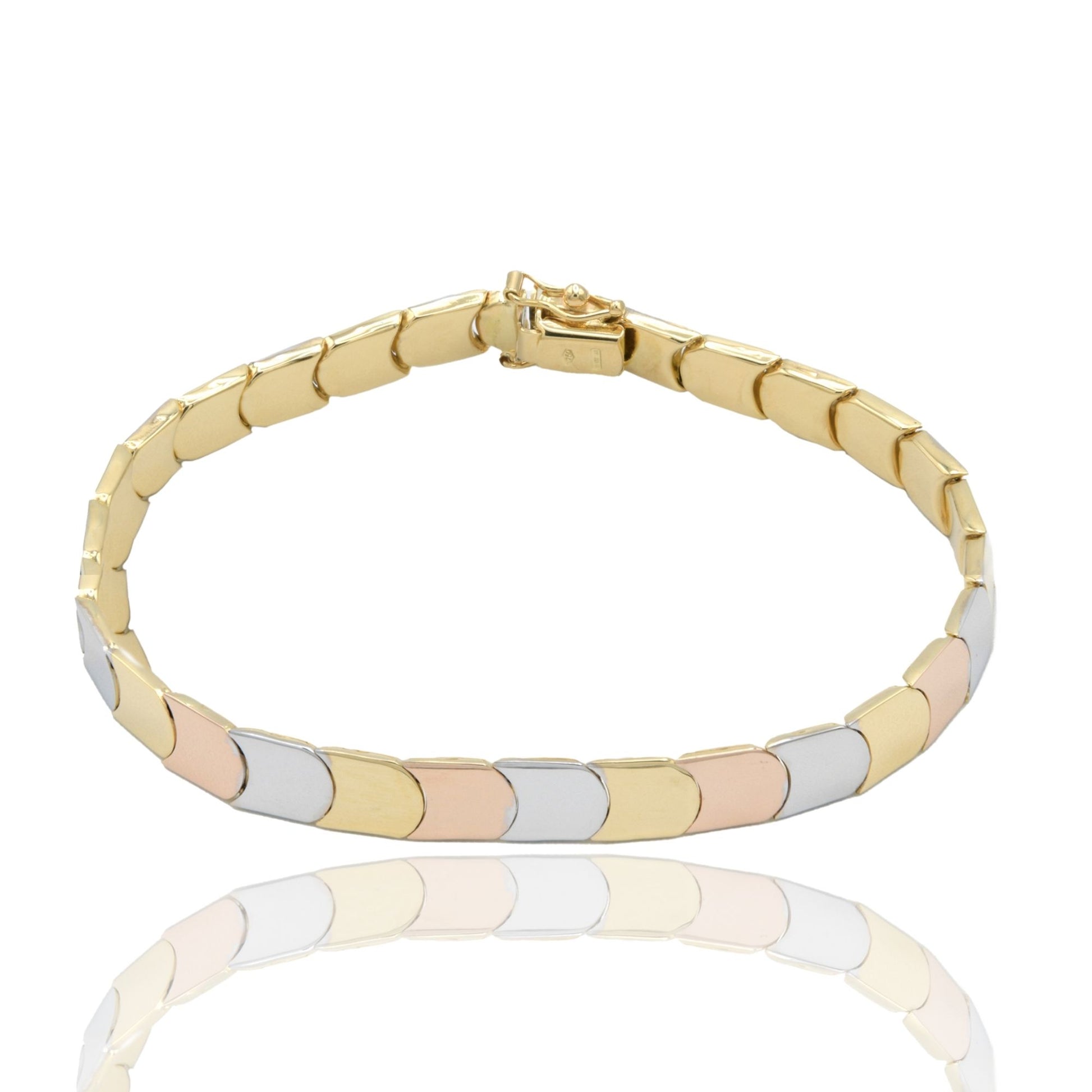 Bracciale Oro Giallo, Oro Bianco, Oro Rosa Oro 18 carati Maglia Piatta  Solo Oro 