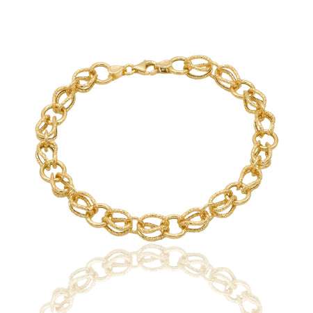Bracciale Oro Giallo Oro 18 carati Maglie Alternate Tonde E Ovali Solo Oro cm. 20,5