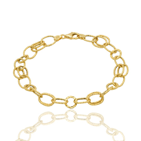 Bracciale Oro Giallo Oro 18 carati Maglie Alternate Tonde E Ovali Solo Oro