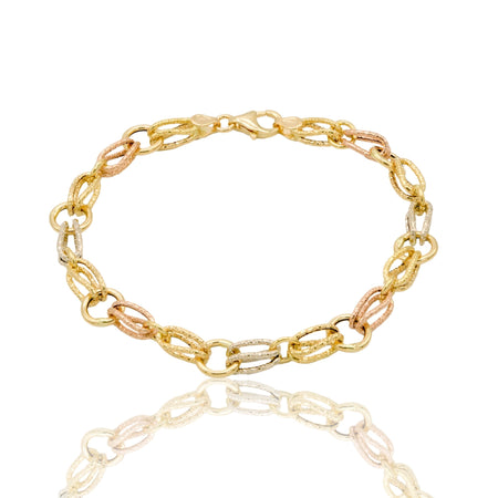 Bracciale Oro Giallo, Oro Bianco, Oro Rosa Oro 18 carati Maglie Alternate Tonde Ed Ovali Solo Oro 