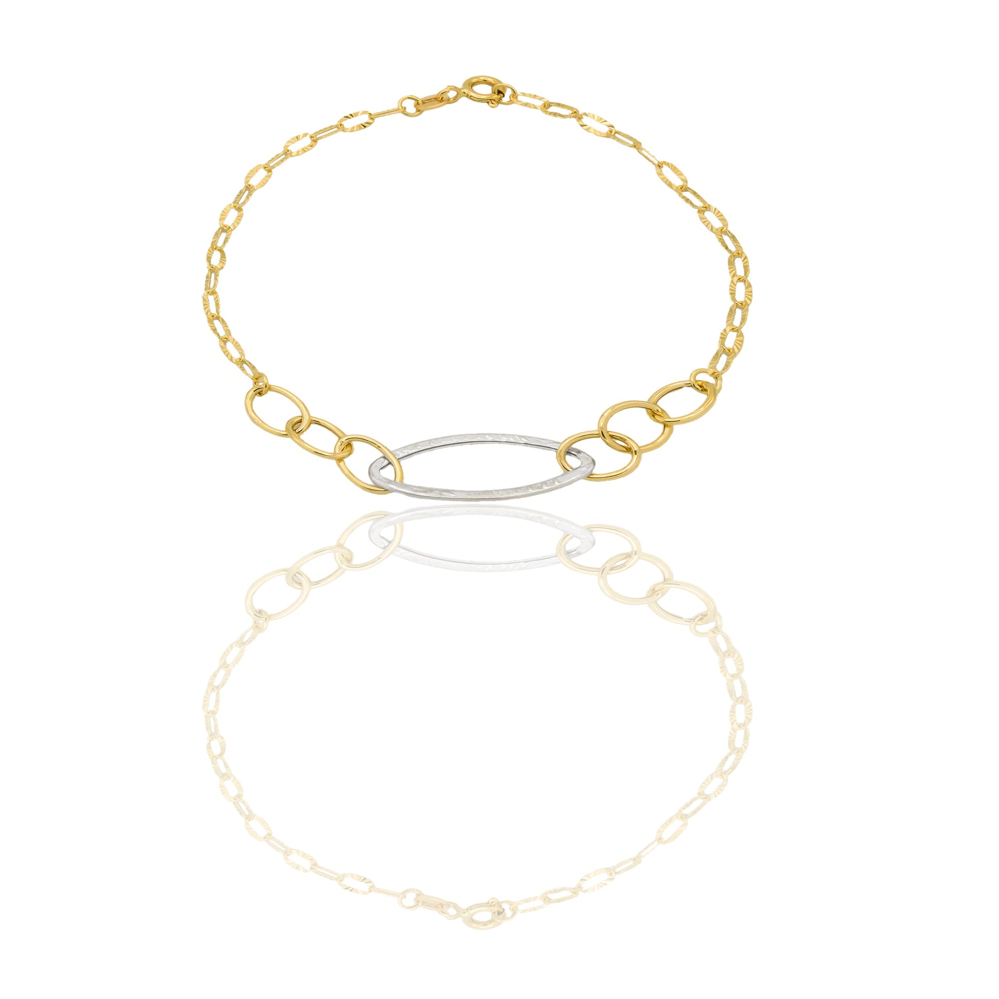 Bracciali Oro Giallo Oro Bianco Oro 18 carati maglie fantasia Solo oro 19,5cm x 1cm