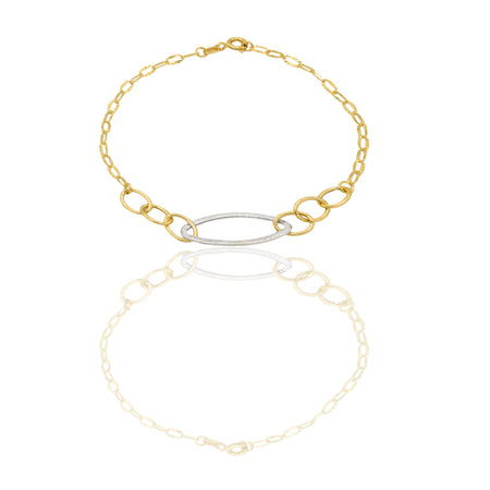 Bracciali Oro Giallo Oro Bianco Oro 18 carati maglie fantasia Solo oro 19,5cm x 1cm