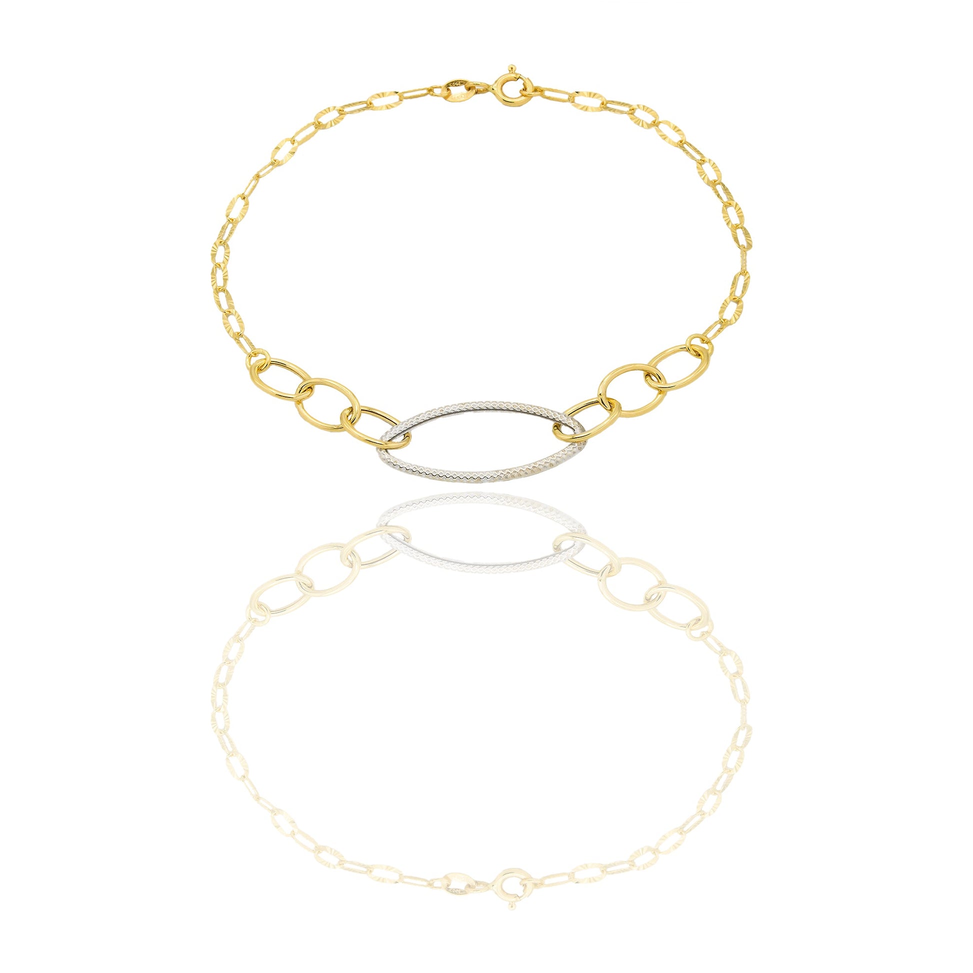 Bracciali Oro Giallo Oro Bianco Oro 18 carati maglie fantasia Solo oro 19,5cm x 1cm