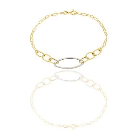 Bracciali Oro Giallo Oro Bianco Oro 18 carati maglie fantasia Solo oro 19,5cm x 1cm