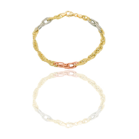 Bracciali Oro Giallo Oro Bianco, Oro Rosa Oro 18 carati maglie fantasia Solo oro 19,5cm x 0,5cm