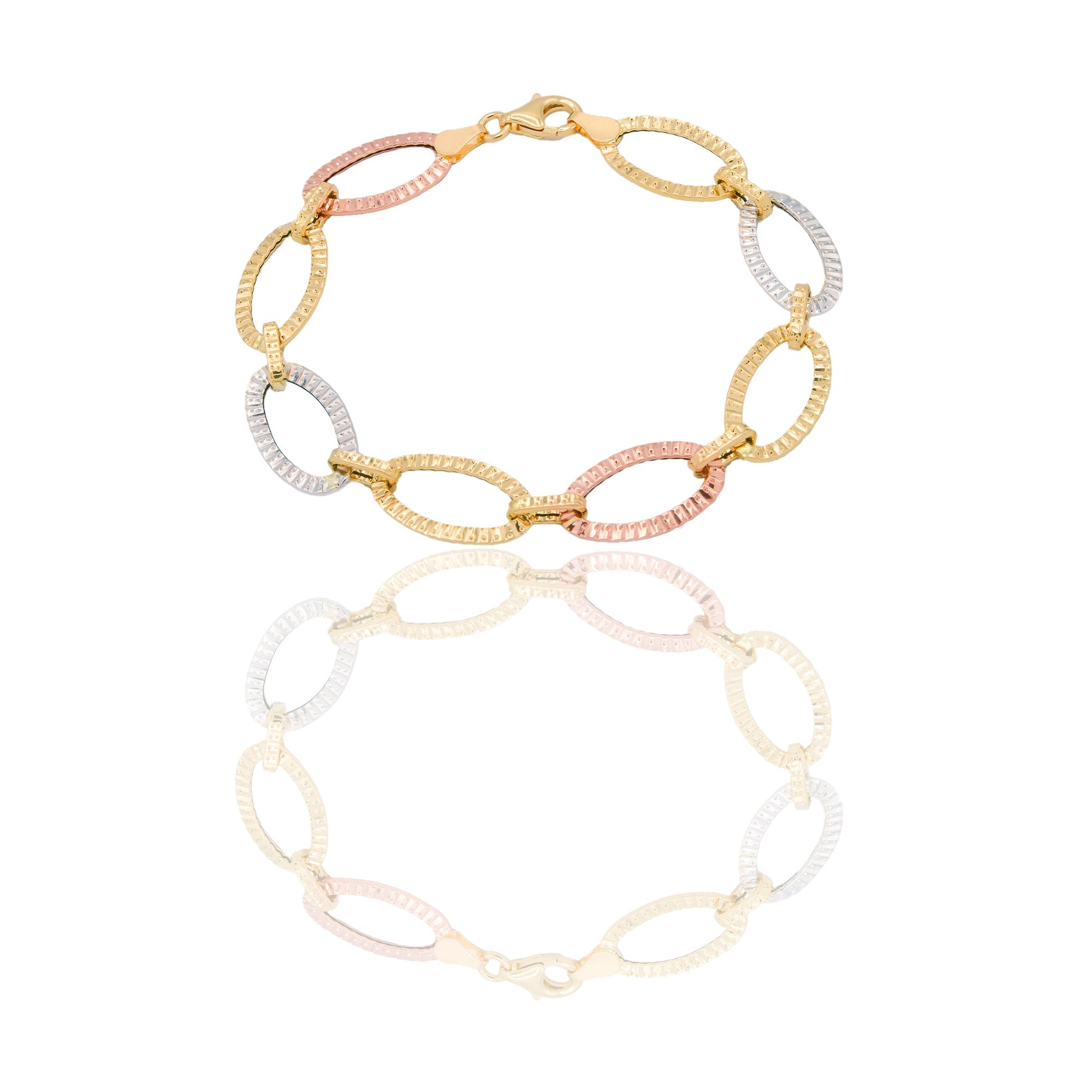 Bracciali Oro Giallo Oro Bianco, Oro Rosa Oro 18 carati maglie fantasia Solo oro 19cm x 1cm