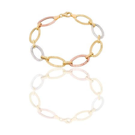 Bracciali Oro Giallo Oro Bianco, Oro Rosa Oro 18 carati maglie fantasia Solo oro 19cm x 1cm