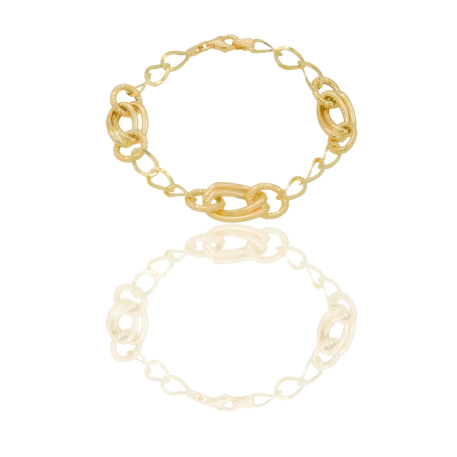 Bracciali Oro Giallo Oro 18 carati maglie fantasia Solo oro 19,5 cm x 1,1cm