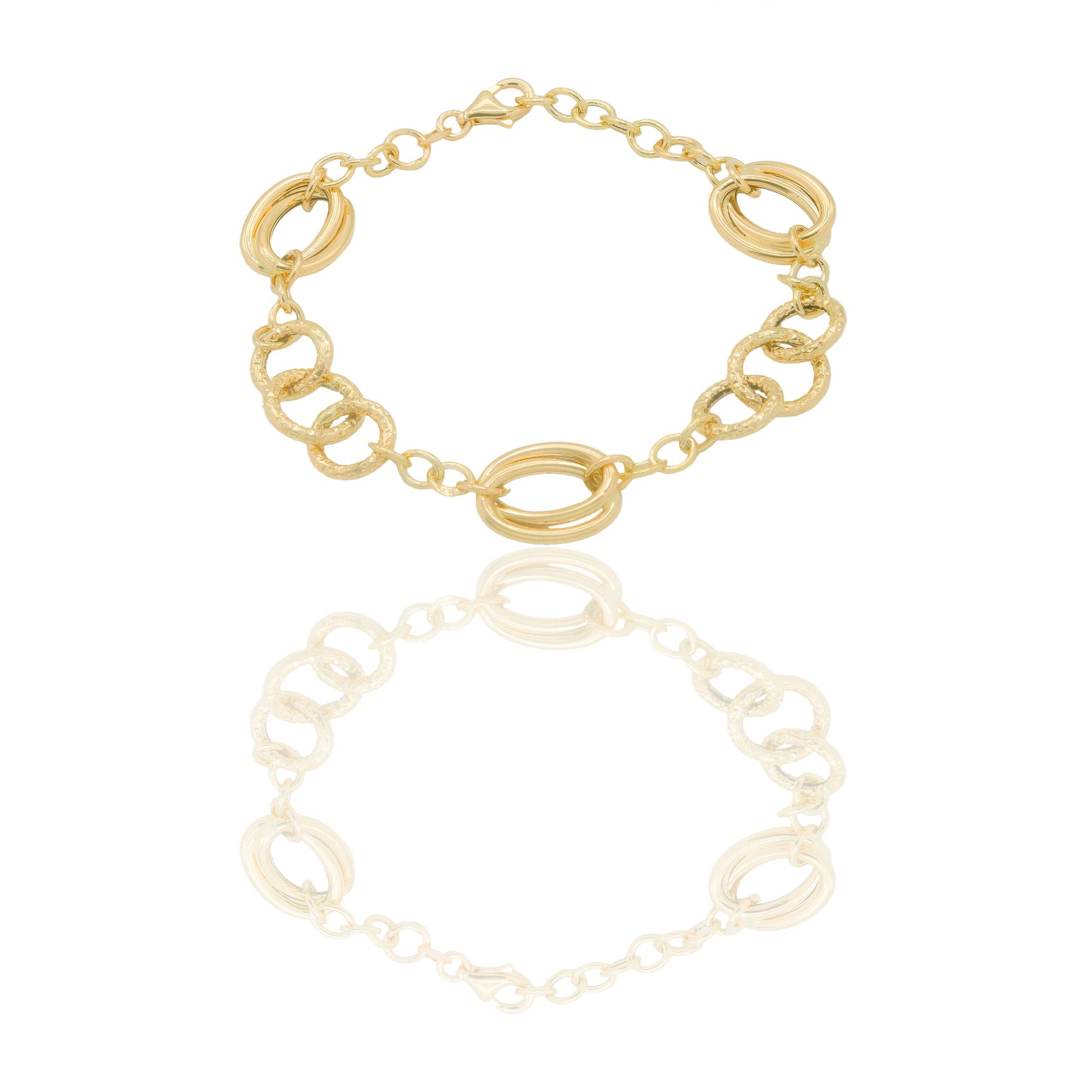 Bracciali Oro Giallo Oro 18 carati maglie fantasia Solo oro 18+2 cm x 1,1cm