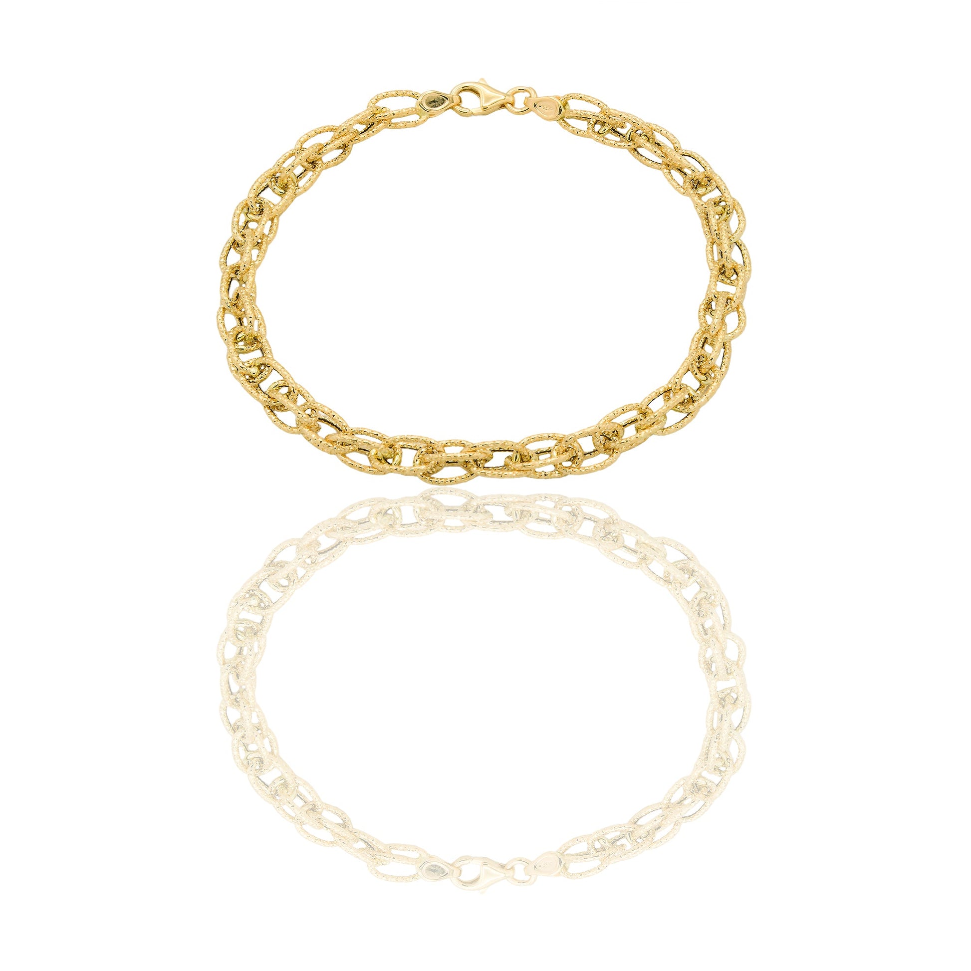 Bracciali Oro Giallo Oro 18 carati maglie fantasia Solo oro 19,5cm x 0,5cm