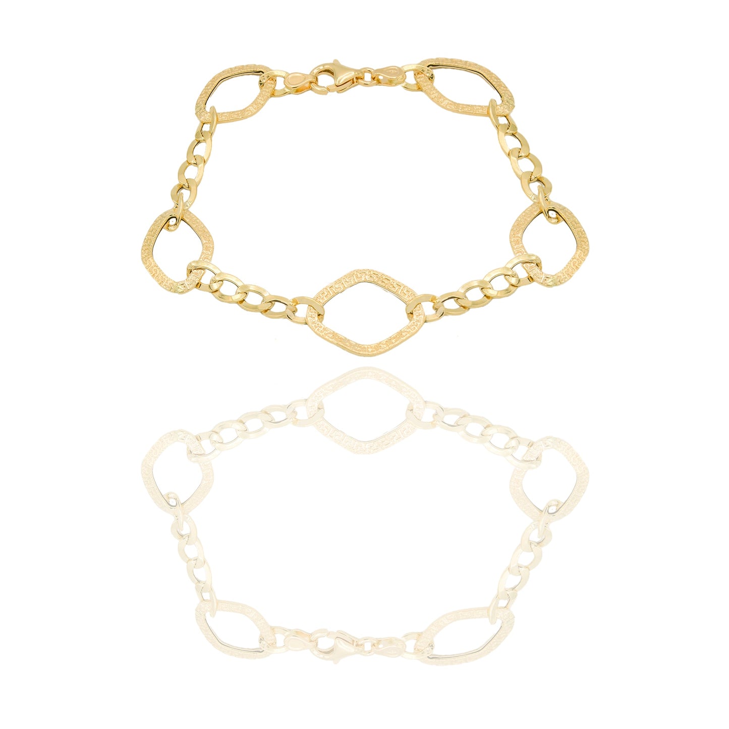 Bracciali Oro Giallo Oro 18 carati maglie fantasia Solo oro 19,5cm x 1,5cm